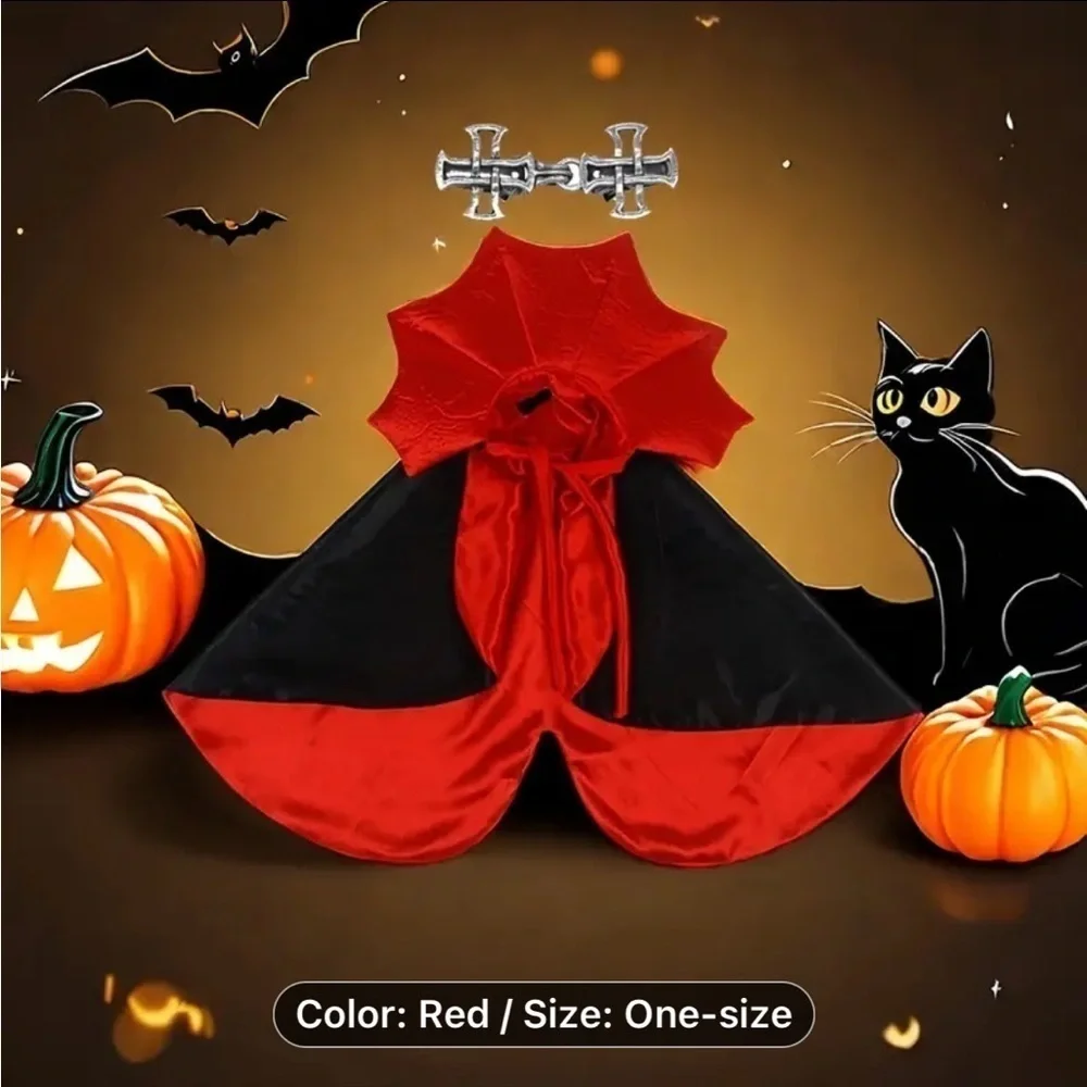 Cat Vampire Cape New black and red with gothic clasp
